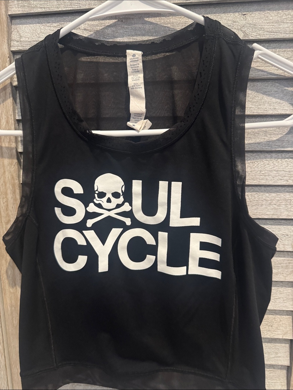 Lululemon soulcycle Black Tank with White Logo Skull Graphic size 4